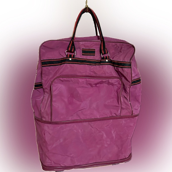 VTG EXPANDABLE ROLLING TRAVEL LUGGAGE BAG WHEELS FUSHIA PURPLE PINK 20”x11”x 24” - Picture 6 of 14
